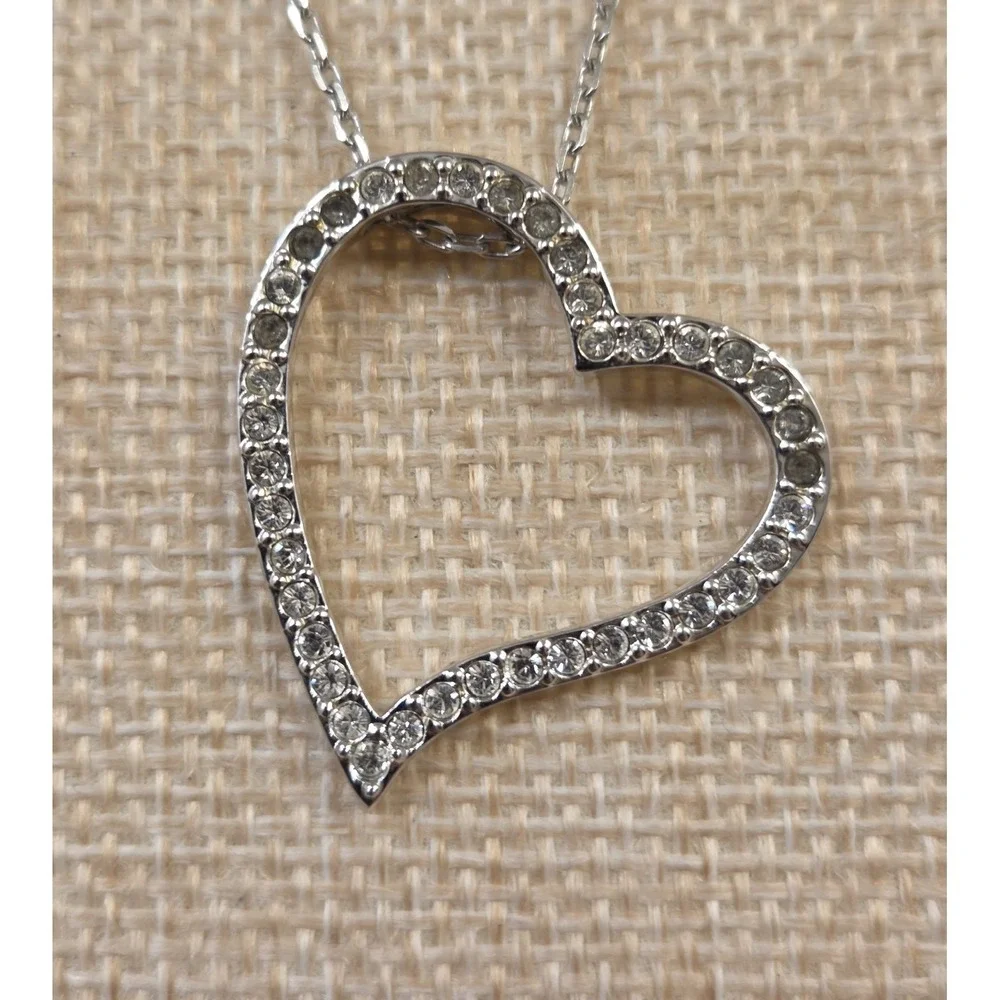 Swarovski Crystal Pave‎ Set Heart Pendant Necklace 15-17.5